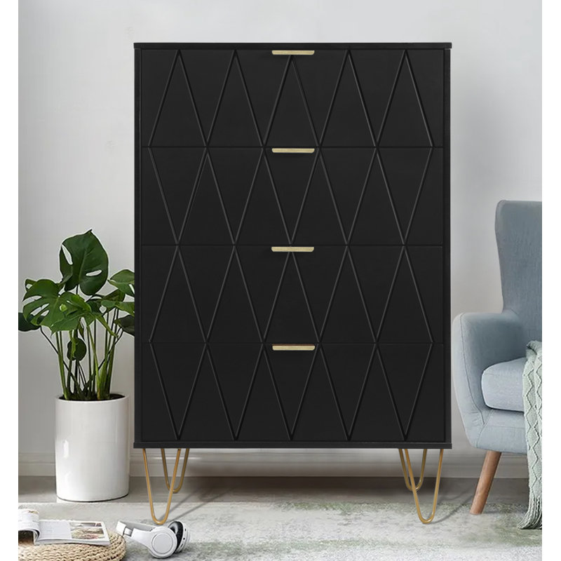 Marable 4 Drawer 59.9cm W Chest, Black