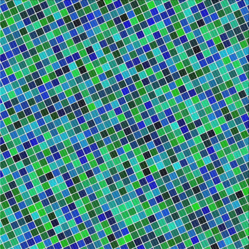 Tapis bleu/vert à motifs, Carré 4 pi