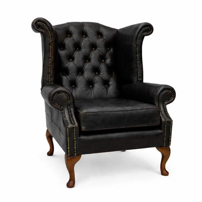Upholstered Leather Wingback Chair