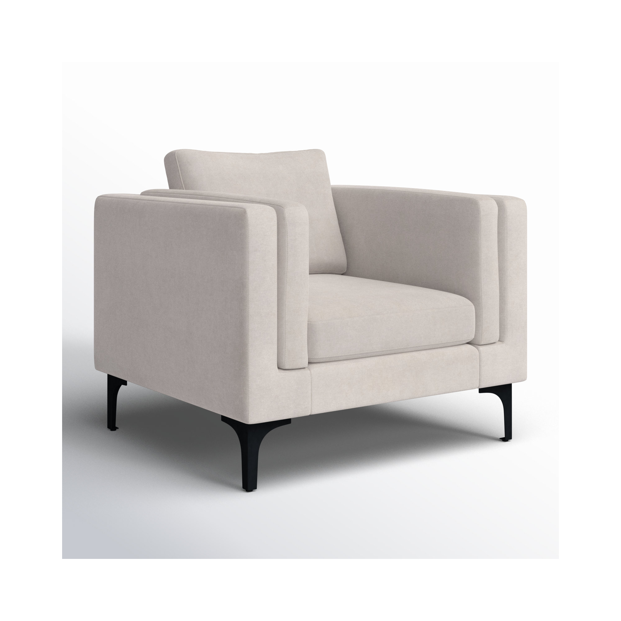Troian Upholstered Armchair, Lux Cream Performance Chenille, Black