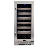 Whynter Elite 15'' width 33 Bottle Built-In Wine Refrigerator with Seamless Stainless Steel Door