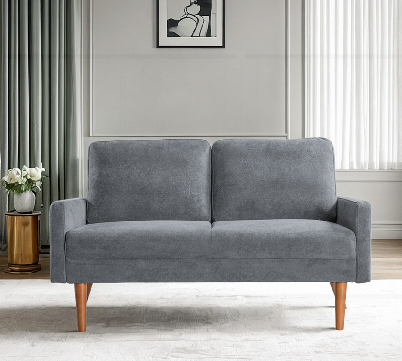 Fresh Look at Wrought Studio European Style Velvet Loveseat Sofa With Sleek Design
