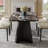 63" Modern Glossy Dining Table, Marble Surface Double-Layer Top with Stainless Steel Base, Seats 4-6