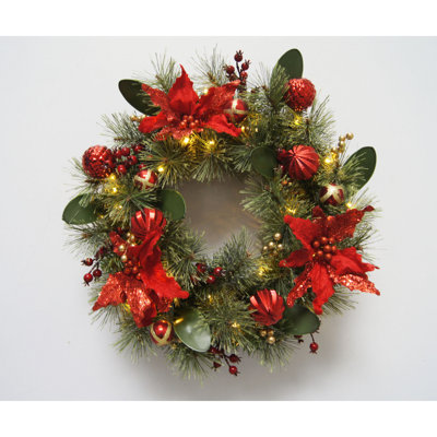 Christmas 24In Wreath 56 Tips30 LightsBO 3Aa No