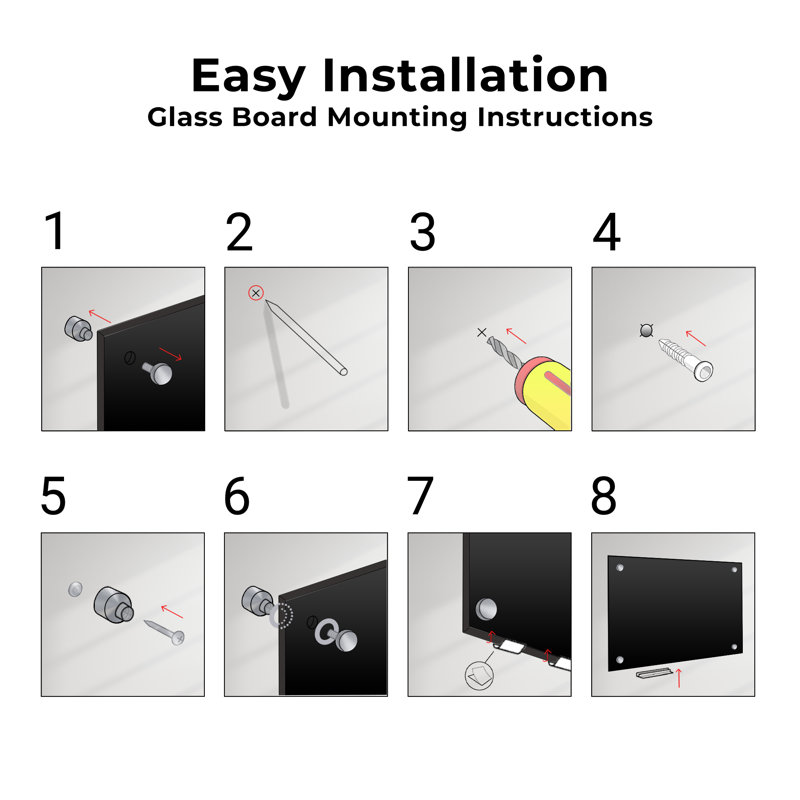 Panneau de verre mural Boissonneau, 36 po x 48 po, Noir
