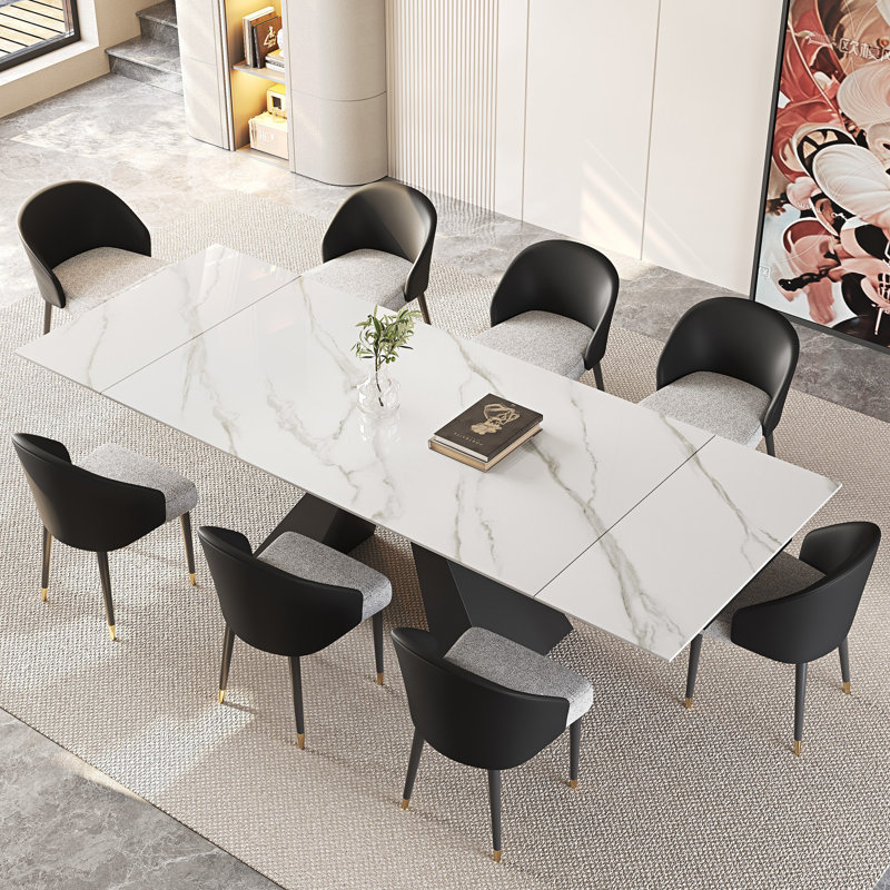Ensemble repas 9 pièces Karus, Blanc montagne enneigée, Noir