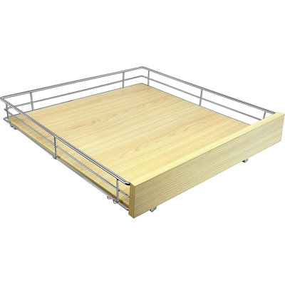 Organisateur de placard coulissant SELECT, tiroir coulissant discret en bois et chrome pour le rangement de la cuisine et du garde-manger