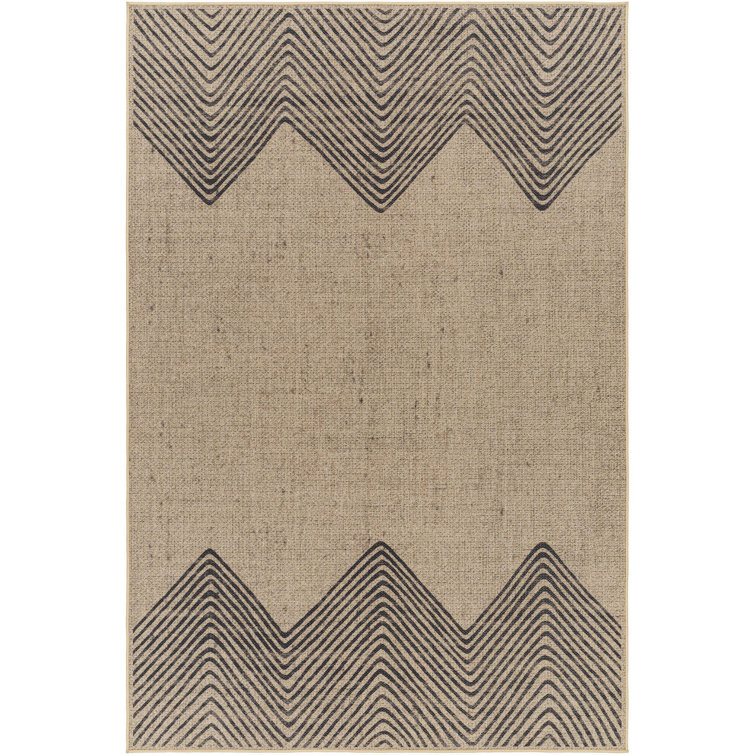 Mullen Cotton Green/Beige Indoor/Outdoor Area Rug Ebern Designs