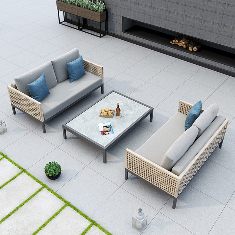 Ensemble de conversation d'extérieur moderne et imperméable pour 4 personnes avec coussins Modern Modern