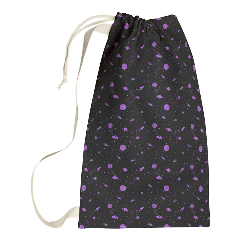 Leffel Fabric Laundry Bag with Handles, Large (76.5" H x 29.5" W x 1.5" D), Black/Purple