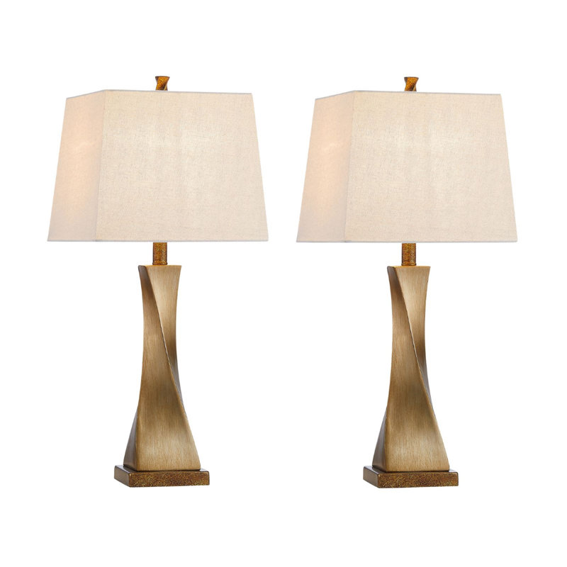 27'' Antique Gold Resin Table Lamp Set