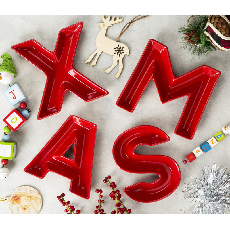 Waterside 4pc Red Christmas Letter Serving Set
