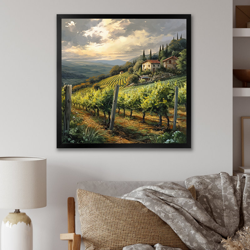 «Vineyard Charm», impression sur toile, Cadre simple noir, H 30 po x l 30 po x P 1 po