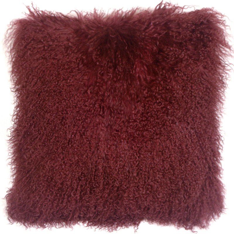 Wool Reversible Throw Pillow, Wine, Polyfill Insert