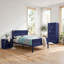 Ensemble de chambre à coucher double Dua, modèle à panneau encastré, style industriel, métal bleu-110985782
