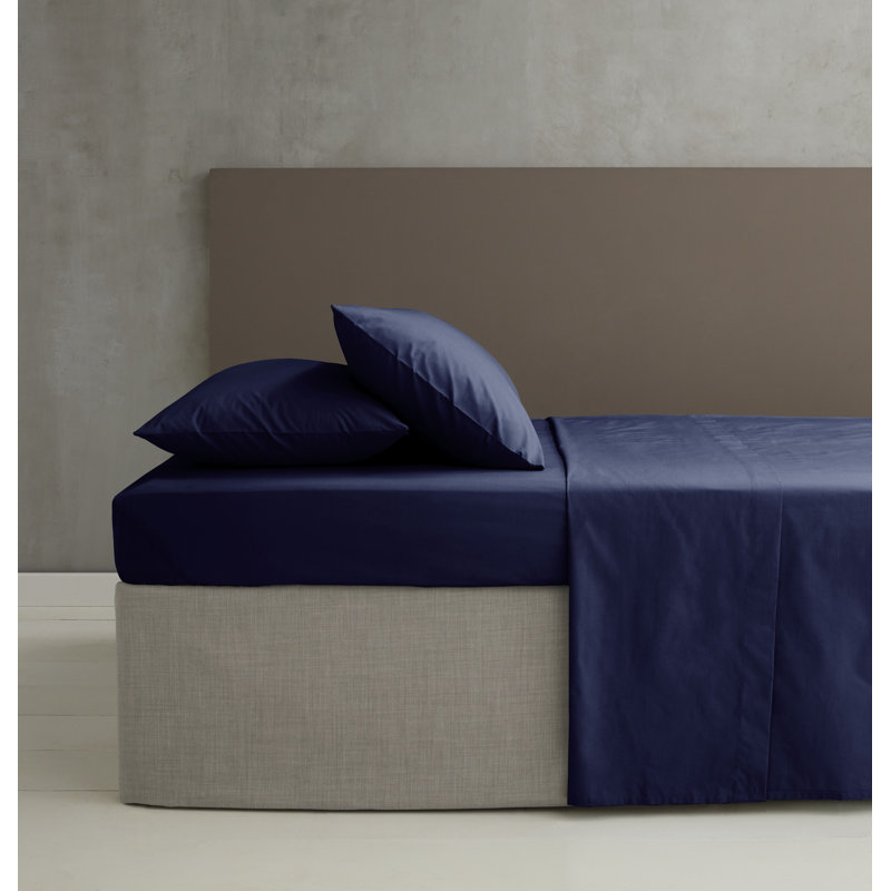 Easy Iron Percale Fitted Sheet, Single (3'), Blue