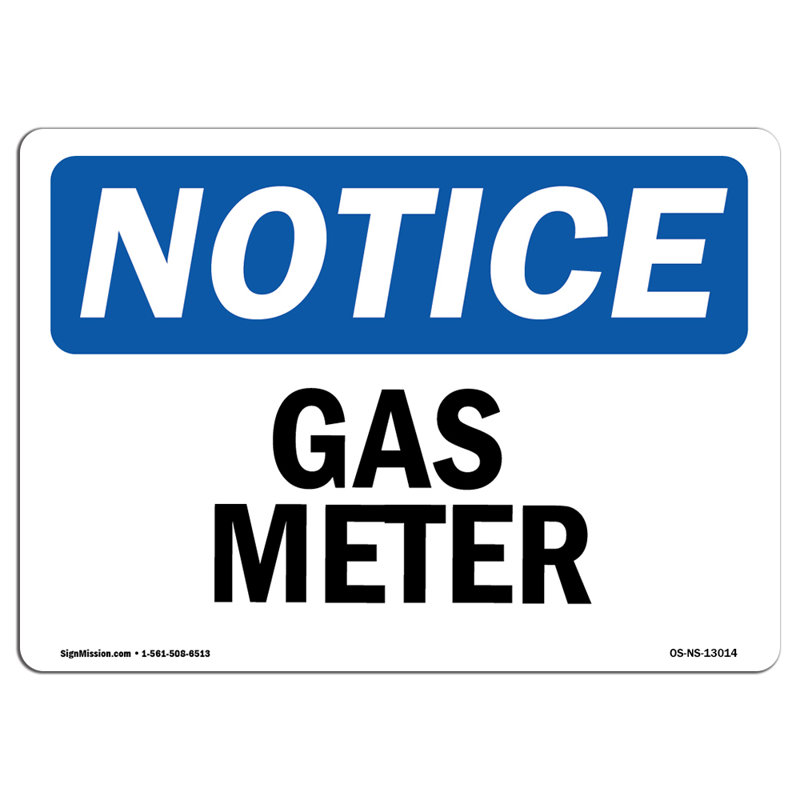 Décalcomanie pour mesureur de gaz 5 po x 3,5 po, H 3,5 po x l 5 po x P 0,1 po