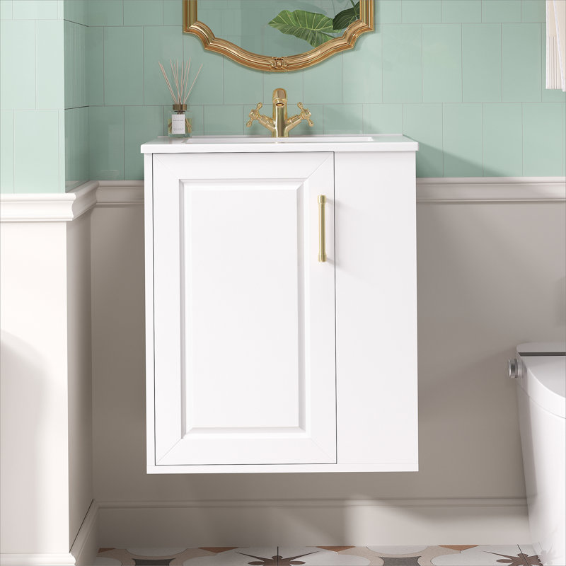 Meuble-lavabo de salle de bain avec lavabo, armoire de salle de bain murale avec porte à fermeture douce