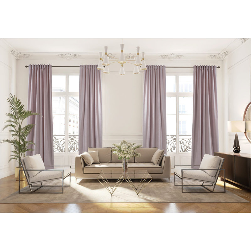 Rideau simple extra long et extra large en velours mat luxueux, 74 - rose clair, L 52 po x L 108 po