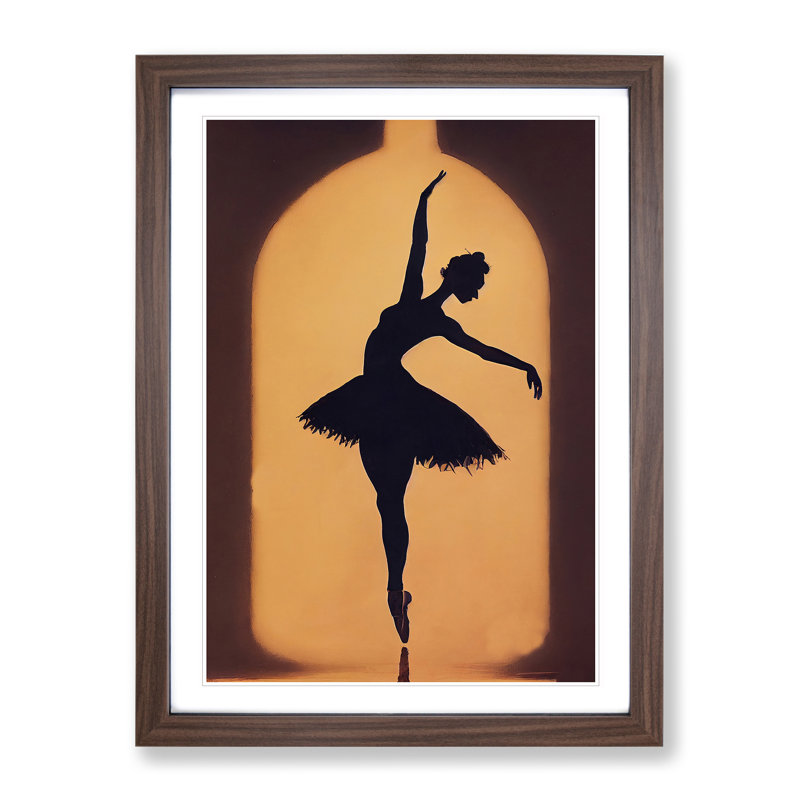 Ballerina In A Bottle Framed Print, 64cm H x 46cm W x 2cm D, Walnut Framed