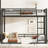 Metal Bunk Bed, Twin XL Over Twin XL Floor Bunk Bed Frame, Heavy-Duty Bunk Bed For Kids, Teens, Adults, Noise-Reduced Design, Black-1767659431