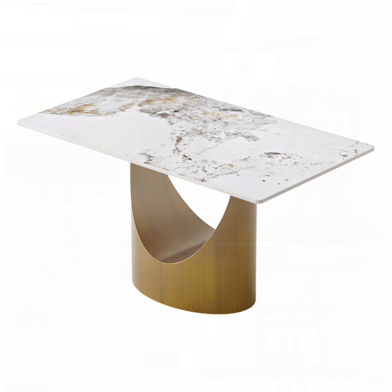 Table de salle à manger 55,12 po Pandora, H 29,53 po x l 55,12 po x P 31,5 po, Plateau beige / base brune