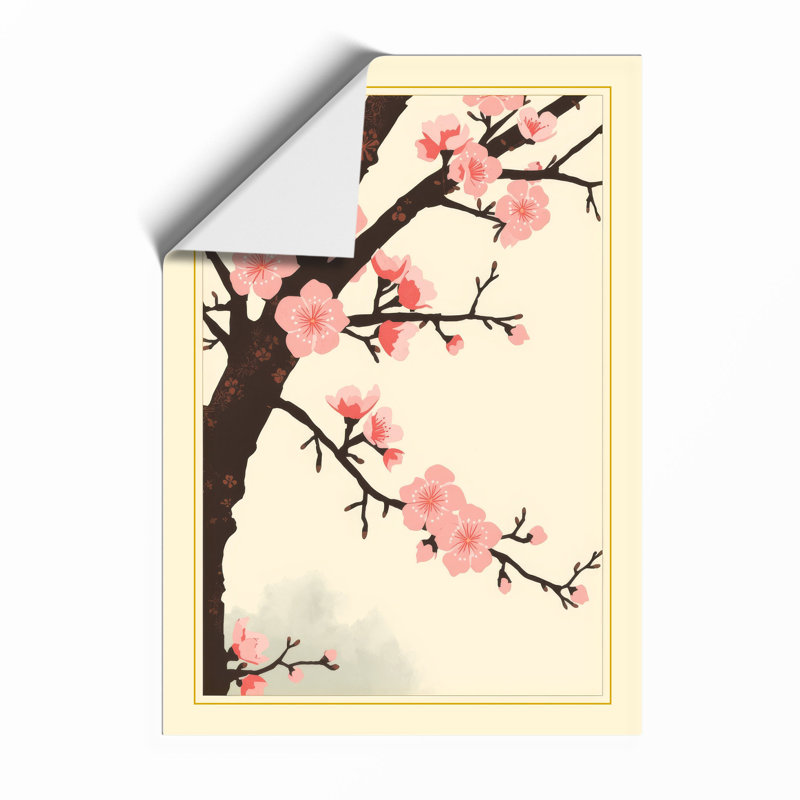 Cherry Blossom Branch Japandi - Framed Print, A4 - 29.7 x 21.0 cm, Unframed
