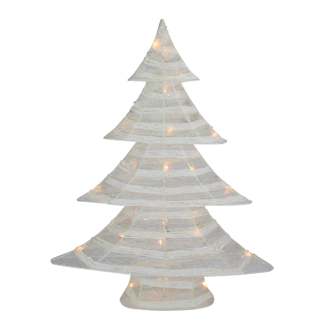 24.5" White and Silver Battery Operated Glittered LED Christmas Tree Tabletop Decor Northlight Seasonal