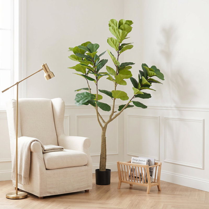 Figuier artificiel 6 pi 6 pi, fausse plante réaliste en pot noir