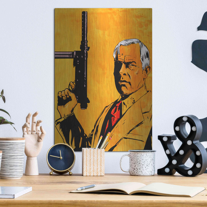 «Lee Marvin» par Giuseppe Cristiano, art mural en métal, H 16 po x l 12 po