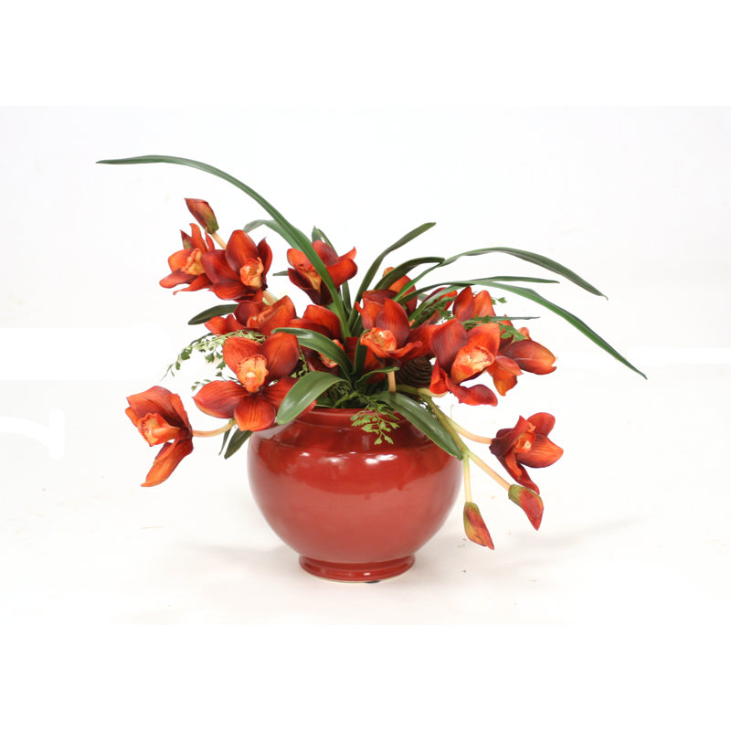 Polysilk Orchid Arrangement in Planter
