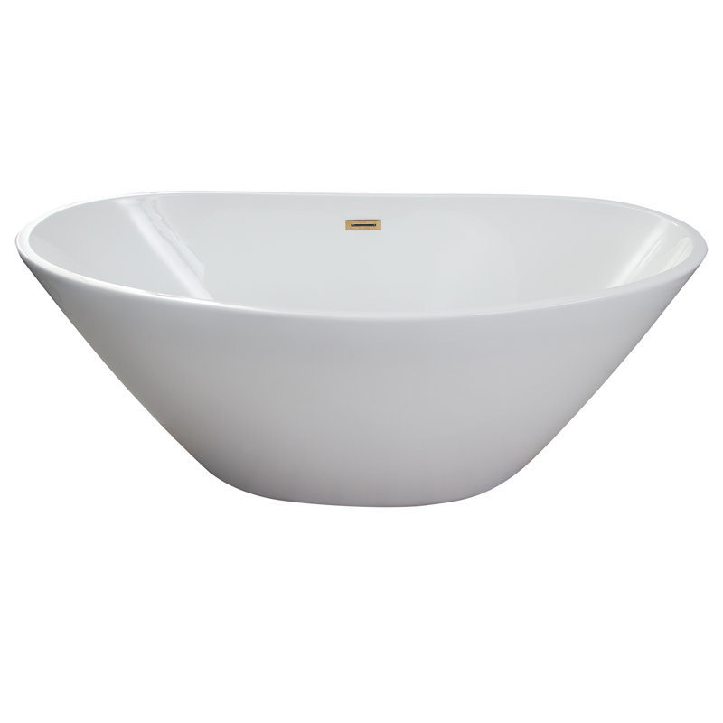 67.25'' x 30.75'' Freestanding Soaking Acrylic Bathtub, Polished Brass