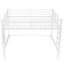 Grand lit mezzanine en métal blanc avec garde-corps, échelles doubles et un meuble facile à assembler pour la chambre à coucher