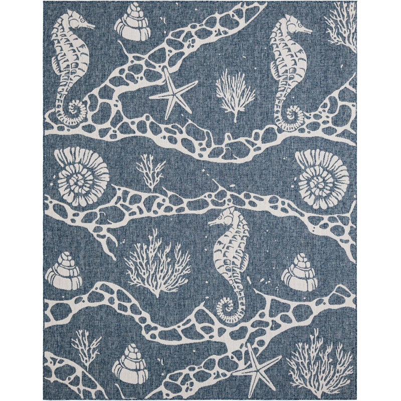 Tapis contemporain bleu marine Aycan, Rectangle 7 pi 10 po x 10 pi