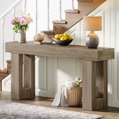 Console 63 po, table d'entrée en bois de style campagnard