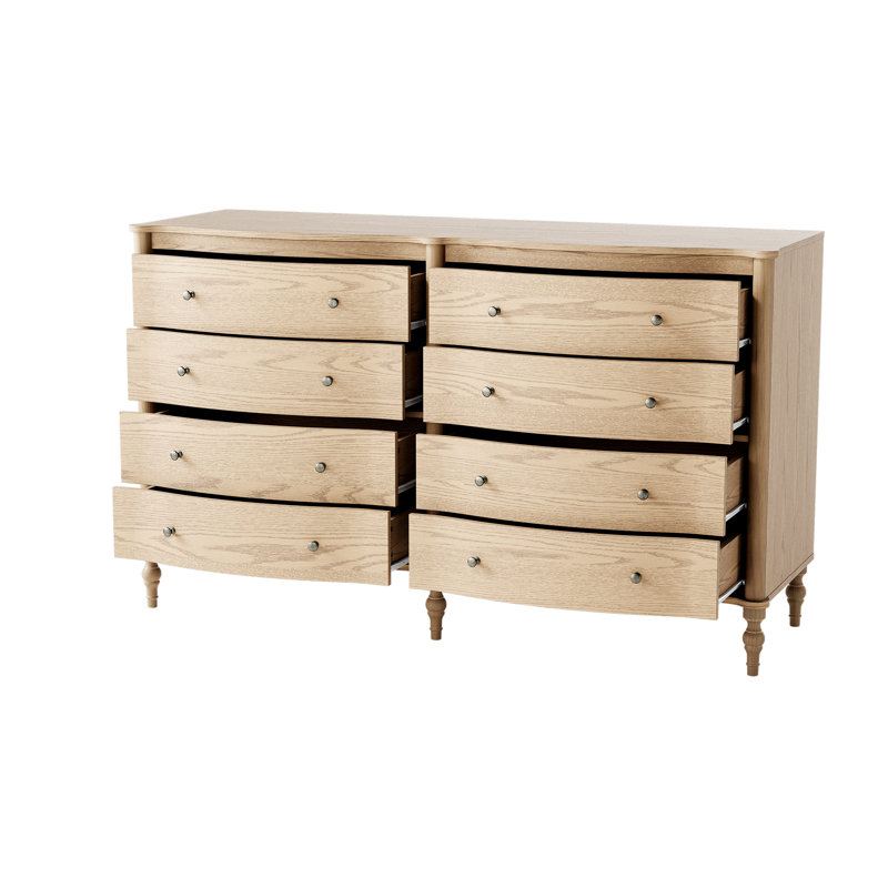 Commode 8 tiroirs 63 po Aaron, Bois jaune