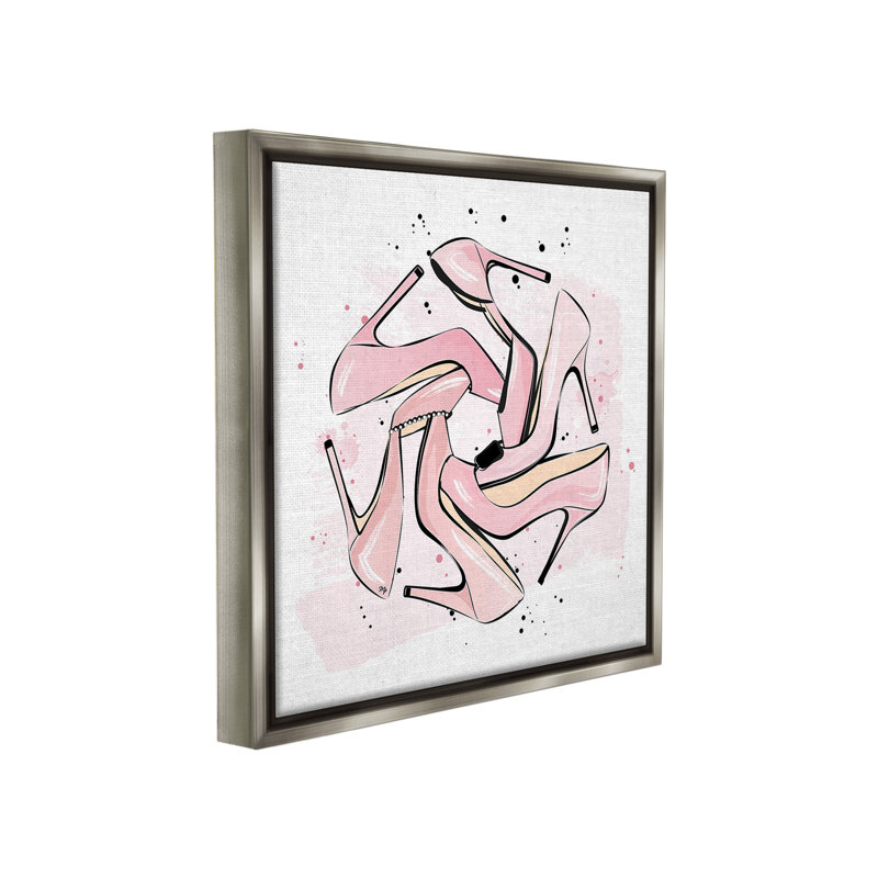 «Heels With Modern Pattern Floater Frame» par Martina Pavlova sur, Cadre flottant gris lustré, H 25 po x l 25 po