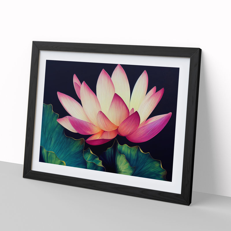 Magnetic Lotus Flower - Framed Print, Black, 25cm H x 34cm W x 2cm D