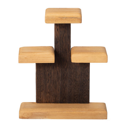 3-tier Wooden Tabletop Jewelry Display Stand Rustic Organizer For Necklace Bracelet Watch Bangle Ring & Earring With A Sturdy Natural Wood Base Ideal For Home Retail Or Craft Fair Display