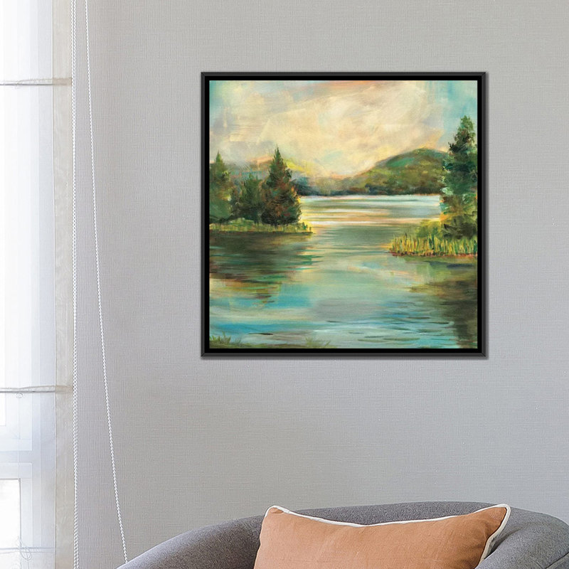 «Silver Lake», impression sur toile, H 37 po x l 37 po x P 1,5 po, Toile avec cadre noir, Pas de tapis