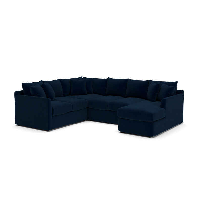 Canapé modulaire en U à 3 pièces de 6 pièces 119 po Cecelia, Tissu performance sable Beat, Orienté à droite