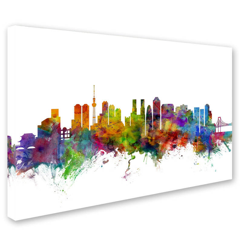 « tokyo japan horizon », impression sur toile tendue, H 12 po x l 19 po x P 2 po