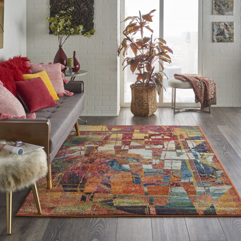 Tapis arc-en-ciel moderne Enoch, Rectangle 3 pi 11 po x 5 pi 11 po
