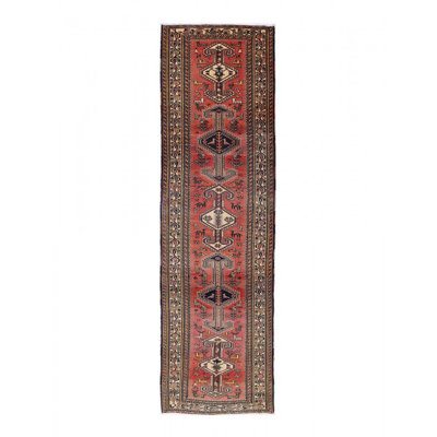One-of-a-Kind 3'4'X13'2" Area Rug in Rust/Navy Blue/Beige