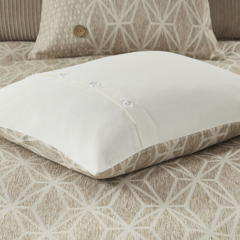 Ivory Queen Cotton Jacquard Comforter Set with Button Accents