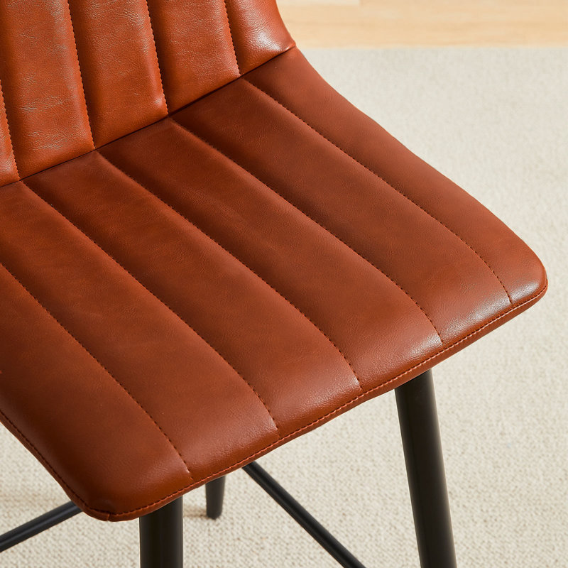 Upholstered Counter Stool with Metal Frame, Brown