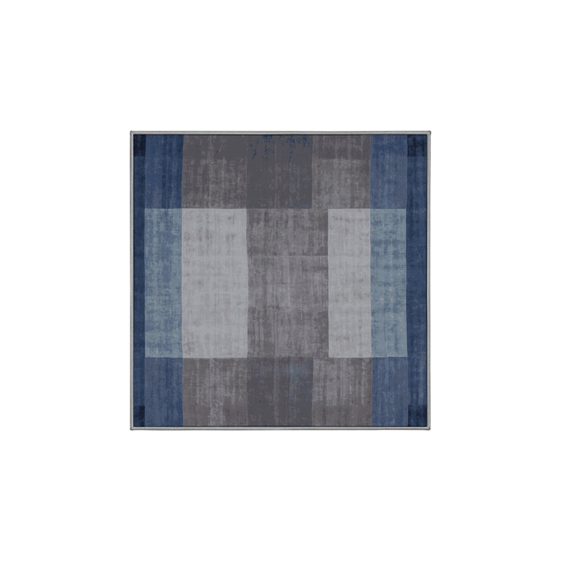 Machine Washable Gray Area Rug, Square 3'