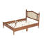 Lit plateforme double en bois avec tête de lit en rotin naturel-238630179
