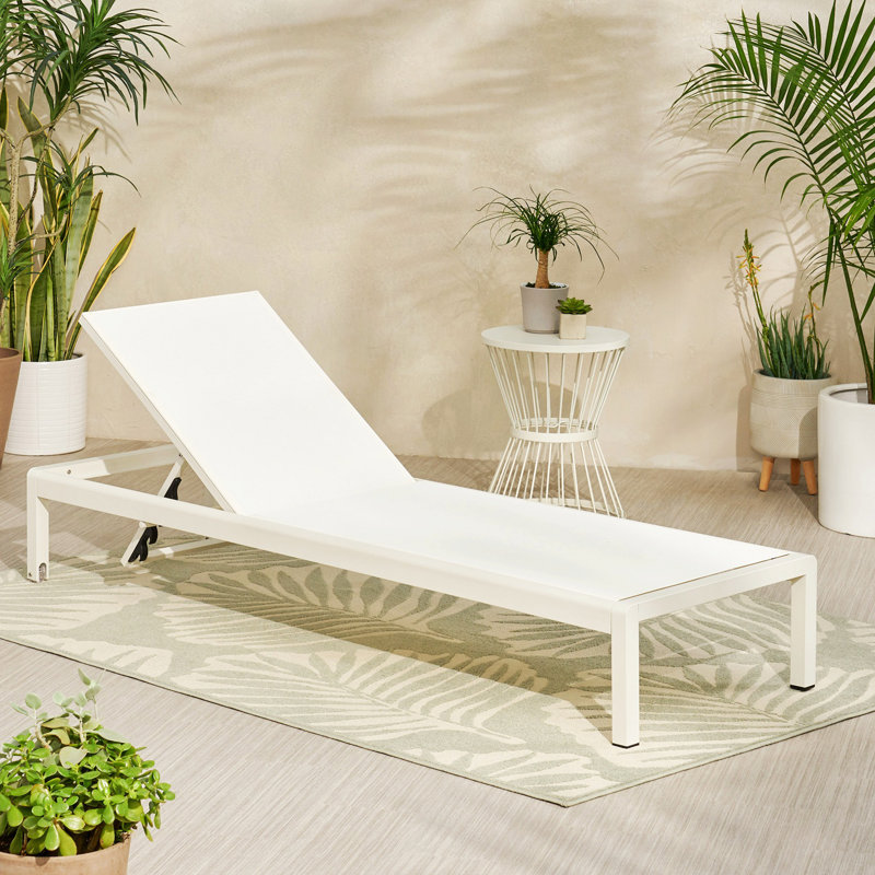Chaise longue inclinable simple Caggiano, Blanc, 1