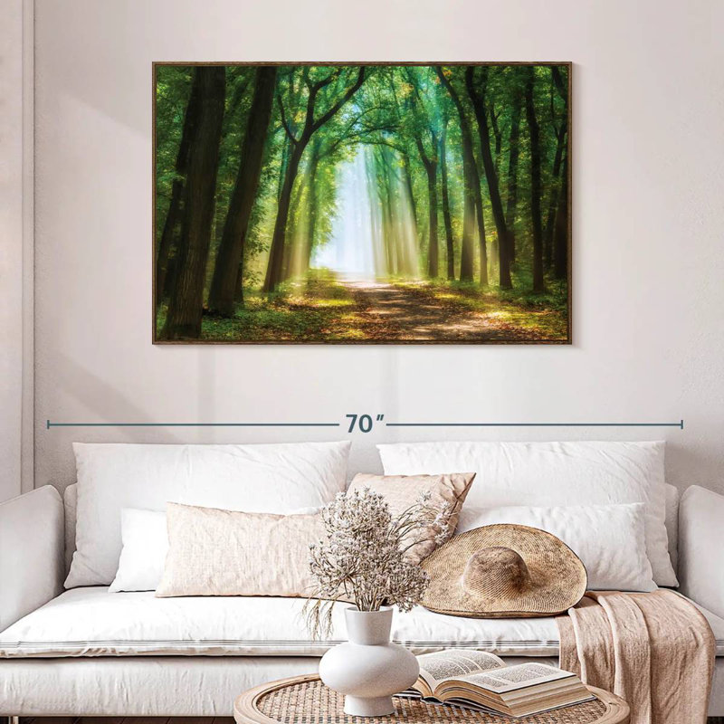 Rideau de lumière, 46 po x 31 po, Cadre flottant noyer